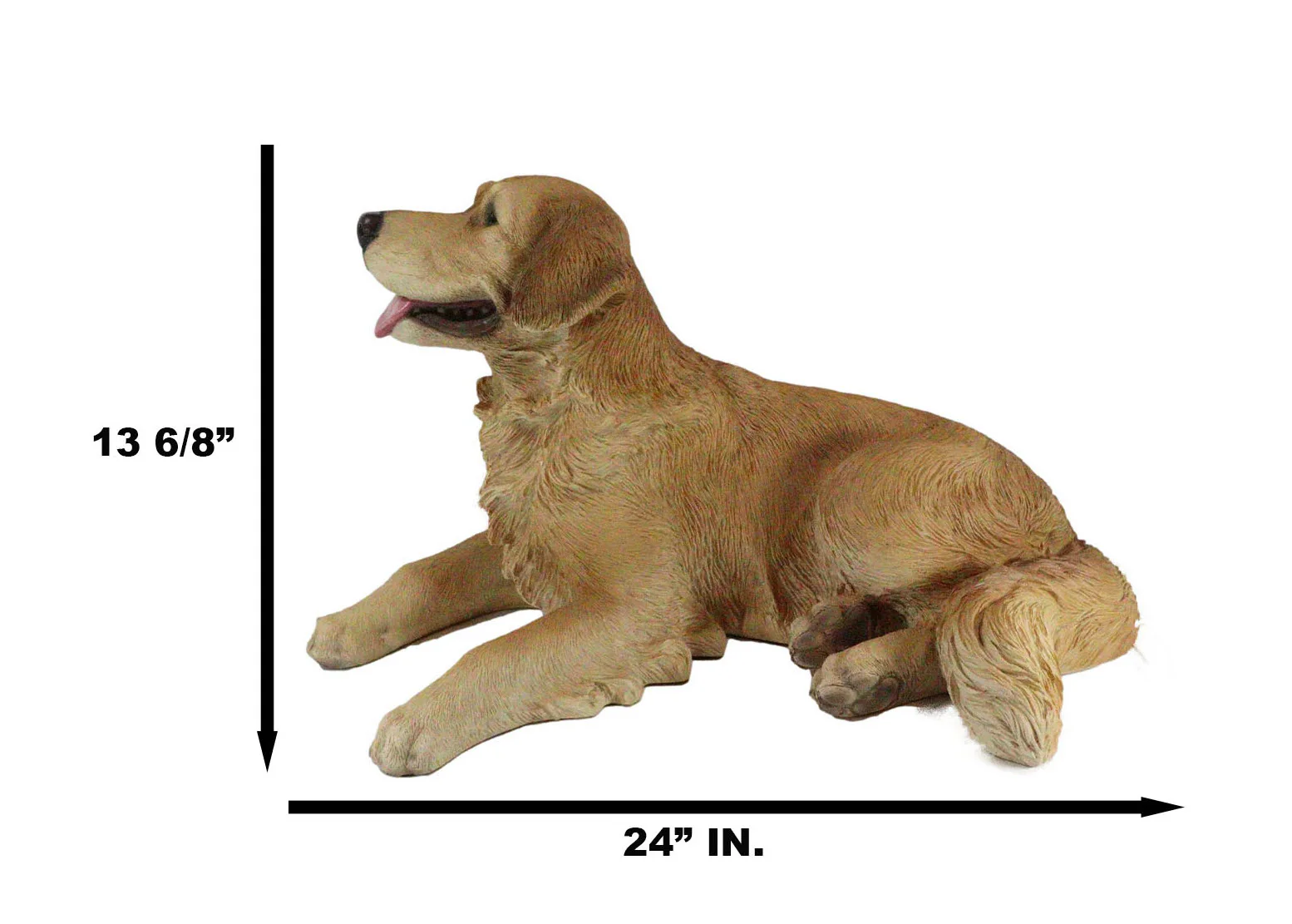Large Lifelike Charlie The Chocolate Golden Retriever Panting Statue 23.25"Long - Image 4