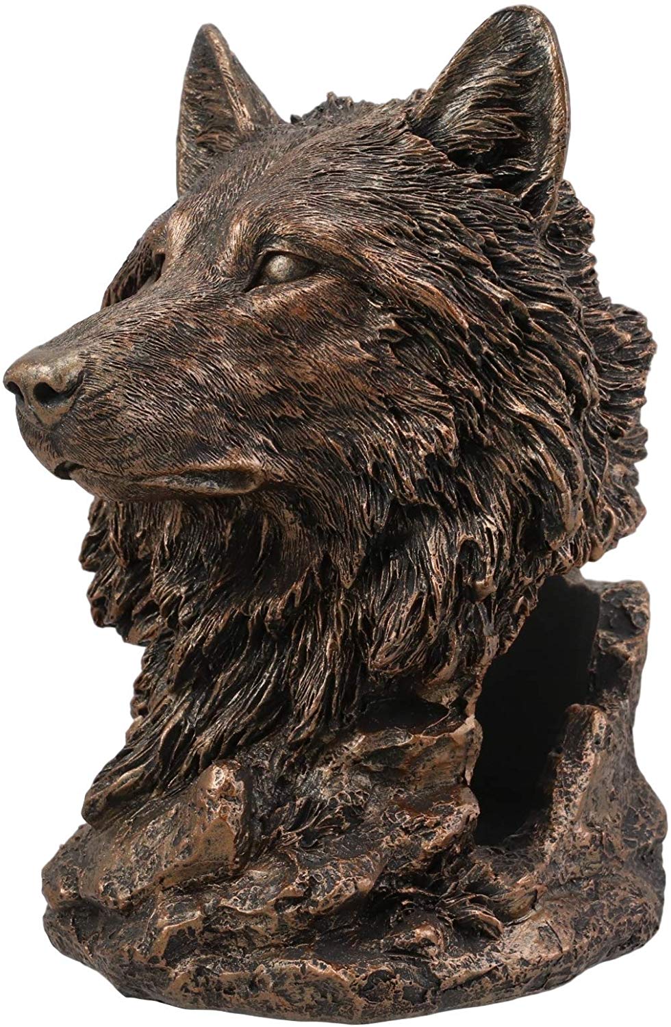 Ebros Large Rustic Wolf Head Wine Holder Figurine 7.75" Tall Caddy Organizer - Image 3