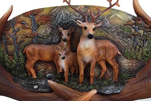 Ebros Large Rustic Woodlands Antlers Scene Deer Buck Doe and Fawn Family Wall Plaque 14"L - Image 5