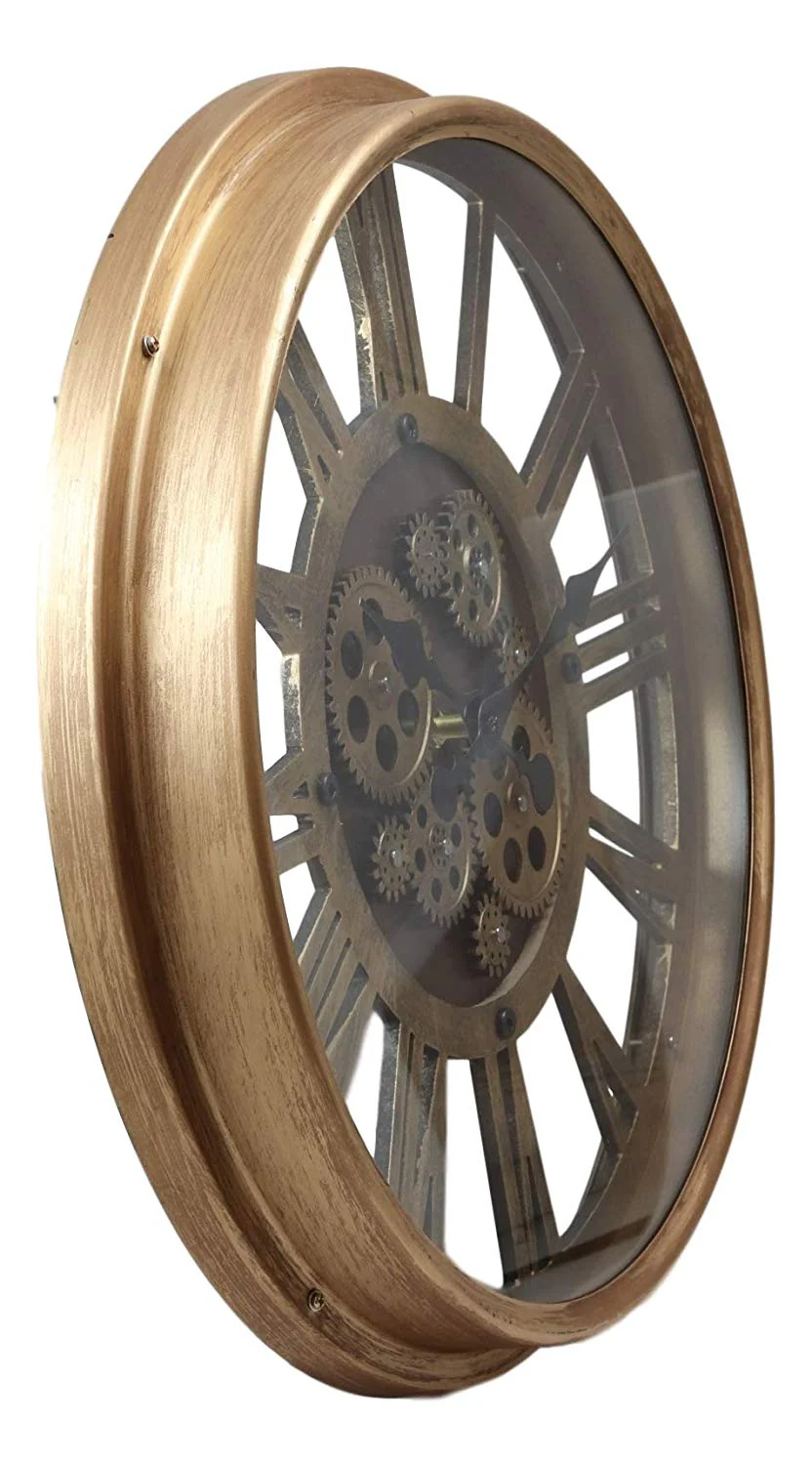 Ebros Large Steampunk Mechanical Moving Gears Wall Clock Oversized Roman Numeral - Image 3
