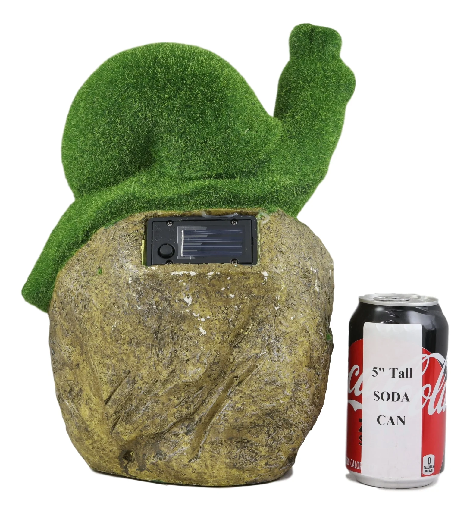Ebros Whimsical Flocked Grass Snail On Rock Garden Statue With Solar LED Light Decor - Image 4