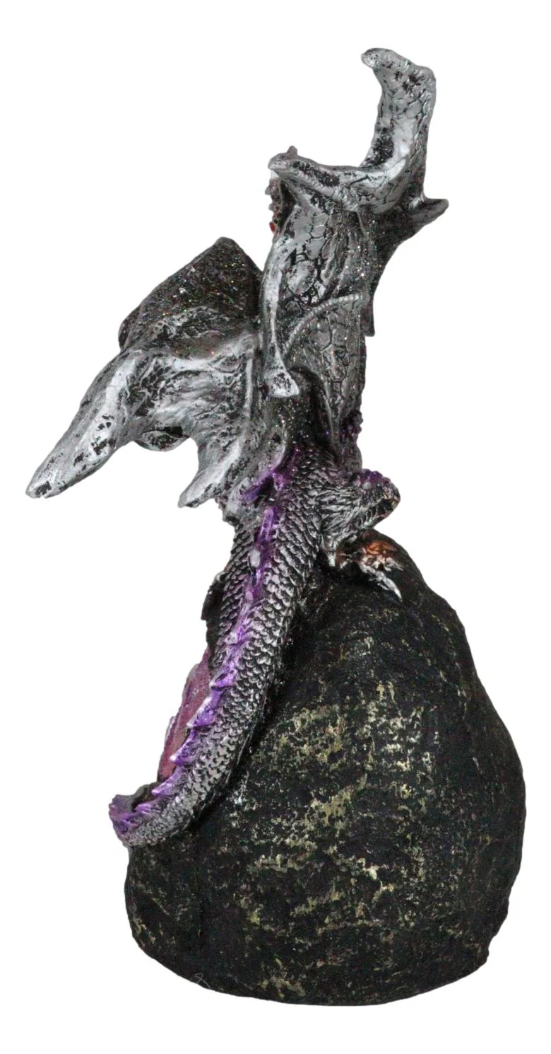 Ebros Lavender Dragon with LED Light On Lava Mountain 8.5 Inches Tall Fantasy - Image 4