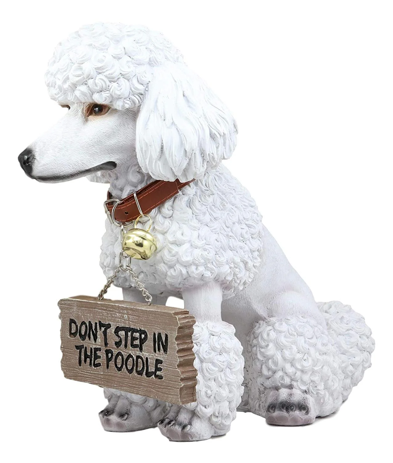 Ebros Realistic White French Poodle Dog Fifi Welcome Greeter Statue With Jingle Collar - Image 2