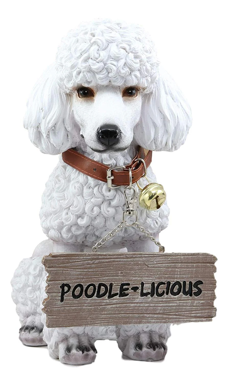 Ebros Realistic White French Poodle Dog Fifi Welcome Greeter Statue With Jingle Collar - Image 4