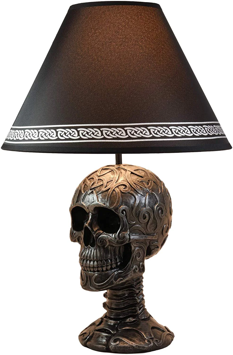 Ebros Light of Wisdom Gothic Tribal Skull Table Lamp with Shade - Image 4