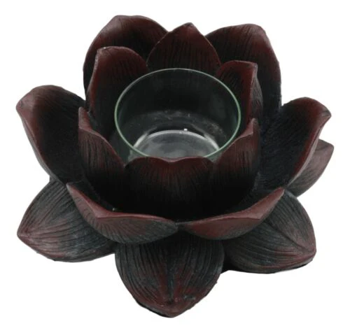 Ebros Lotus Meditation Flower Tea Light Candle Holder 4.5"W (Bronze Patina) - Image 6