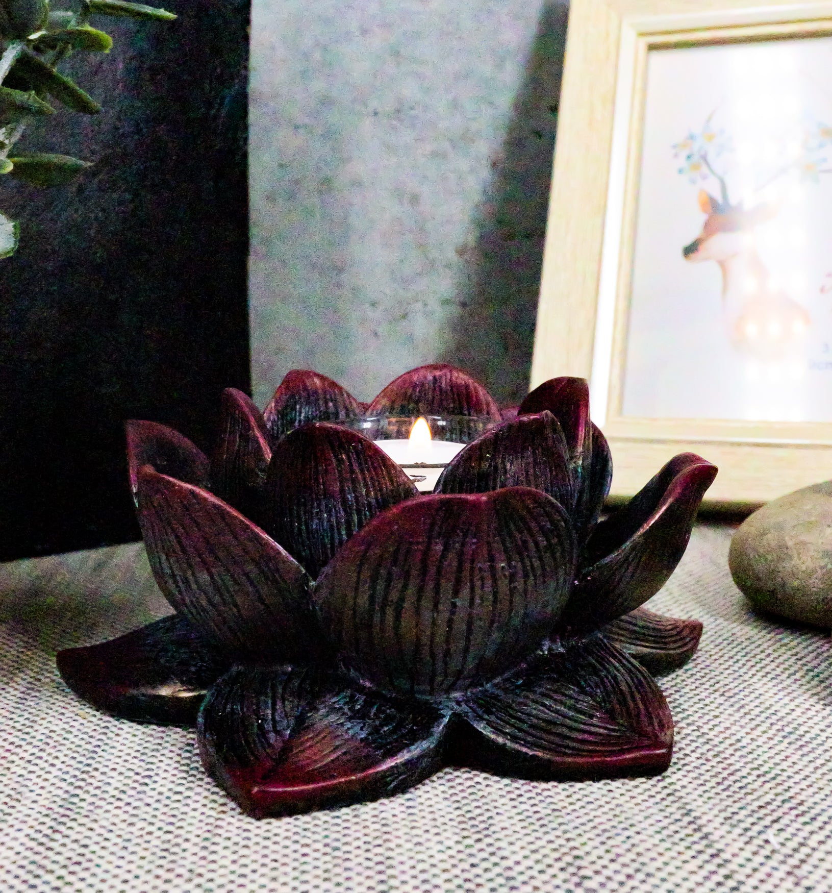 Ebros Lotus Meditation Flower Tea Light Candle Holder 4.5"W (Bronze Patina) - Image 7