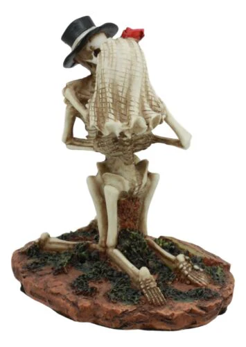 Ebros Love Never Dies Wedding Skeleton Hot Couple Making Out Statue 4.5" Tall Day of The Dead Decorative Valentine Skeleton Lovers Kissing Figurine - Image 2