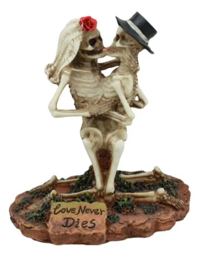 Ebros Love Never Dies Wedding Skeleton Hot Couple Making Out Statue 4.5" Tall Day of The Dead Decorative Valentine Skeleton Lovers Kissing Figurine - Image 3