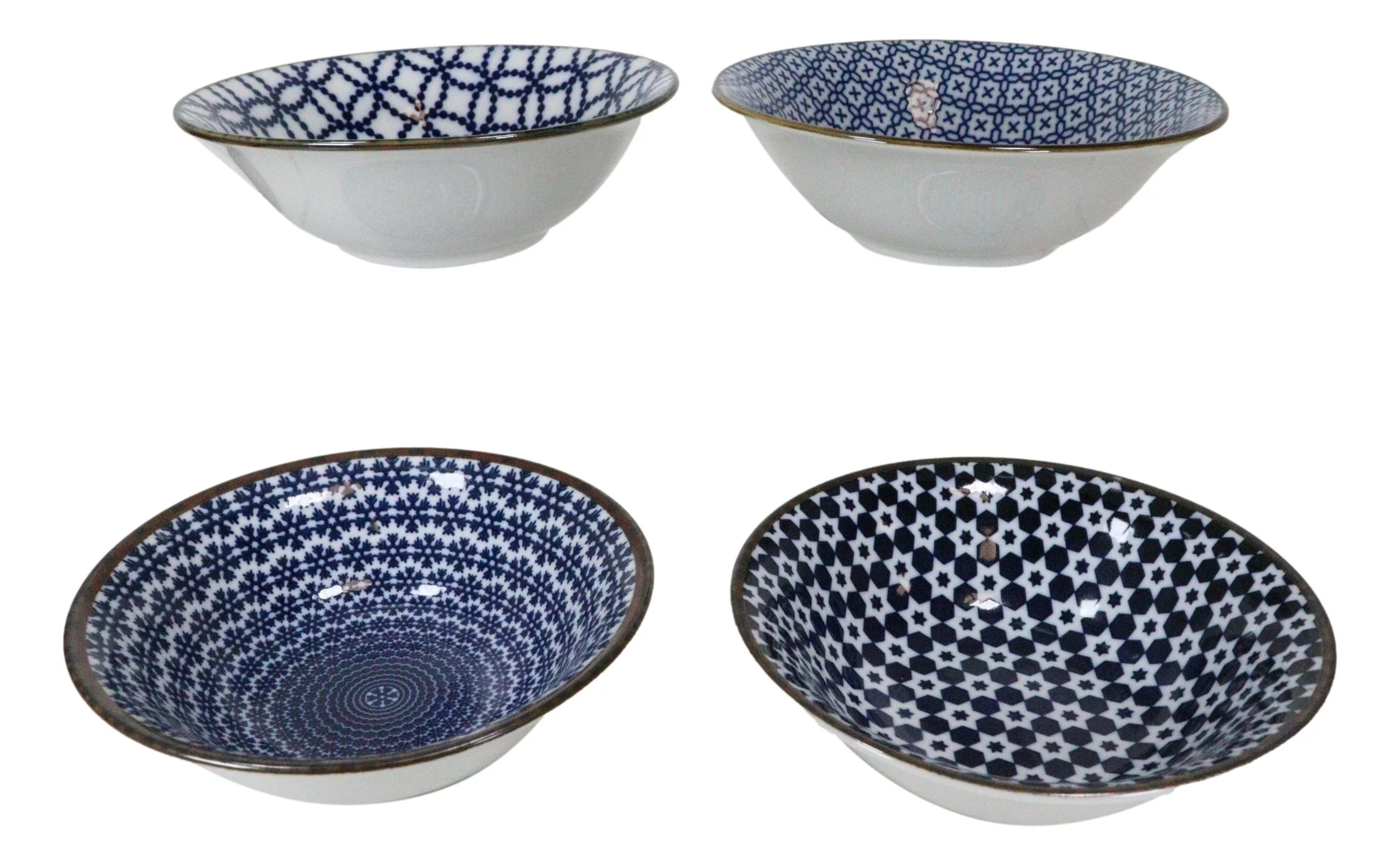 Ebros Made In Japan 4 Piece Geometry Ceramic Dining Rice Meal Soup Bowls 5.5"Diameter - Image 5