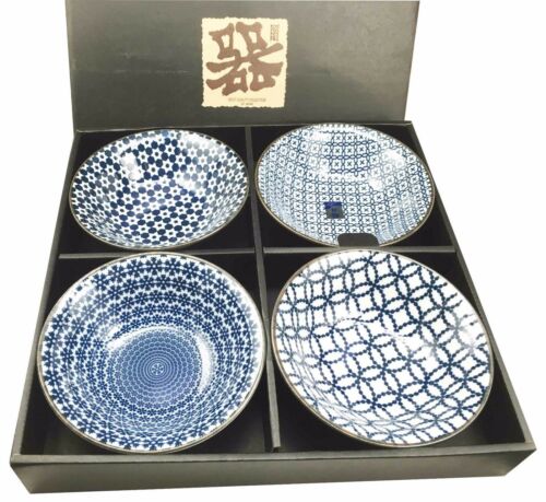 Ebros Made In Japan 4 Piece Geometry Ceramic Dining Rice Meal Soup Bowls 5.5"Diameter - Image 6