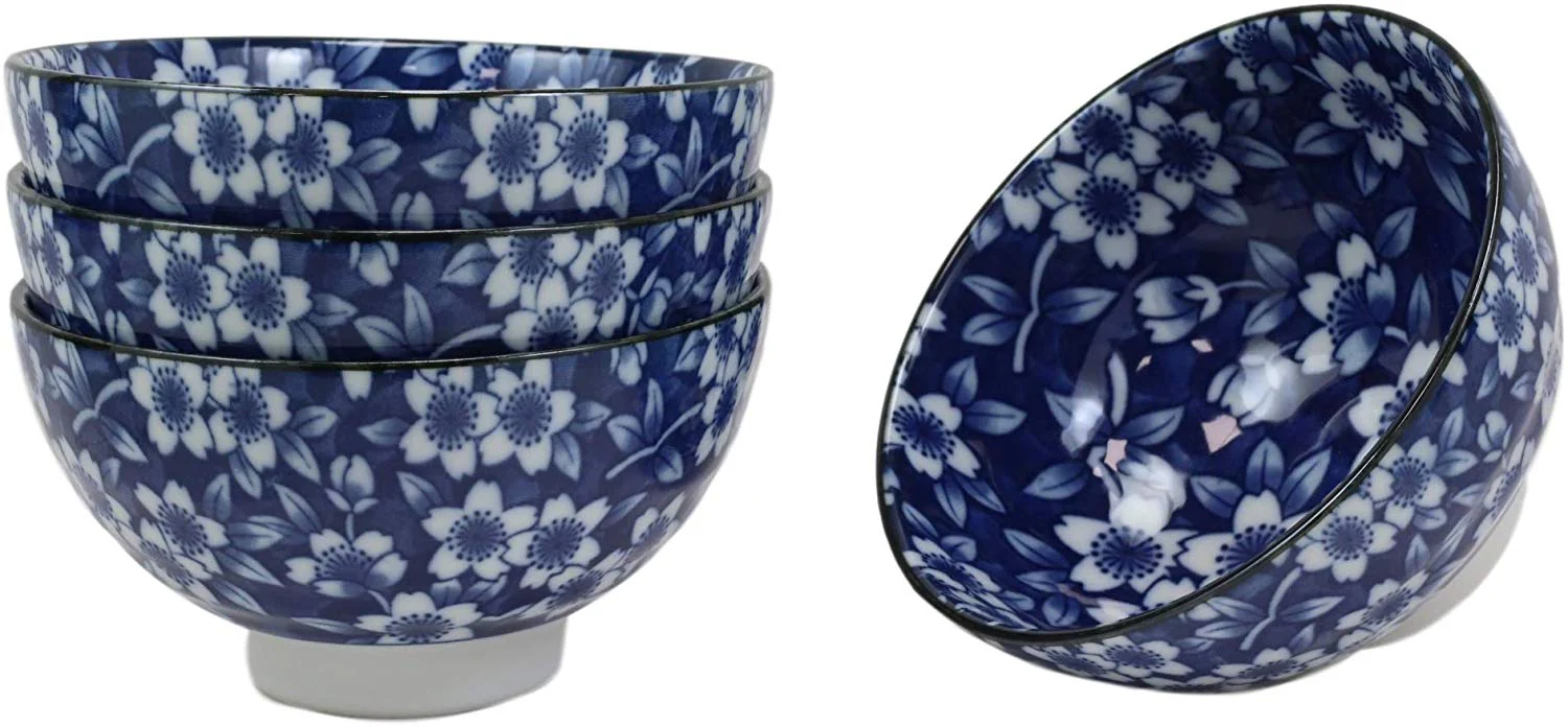 Ebros Made in Japan Ming Design 12oz Rice Soup Cereal Porcelain Bowls Set of 4 - Image 4