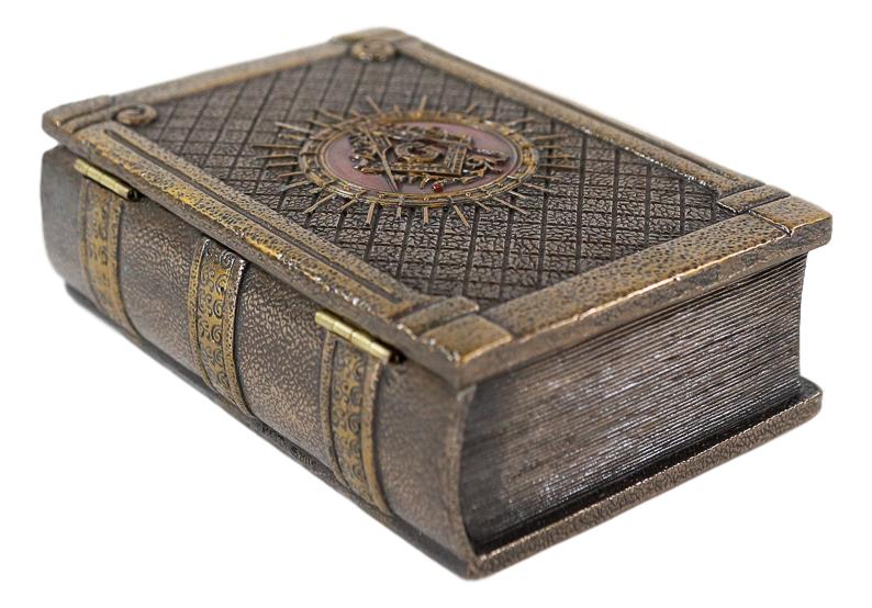 Ebros Masonic Symbol Freemasonry Square and Compasses Hinged Book Box 5.75"L - Image 3