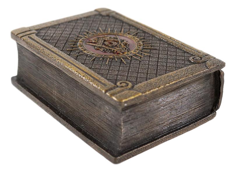 Ebros Masonic Symbol Freemasonry Square and Compasses Hinged Book Box 5.75"L - Image 4