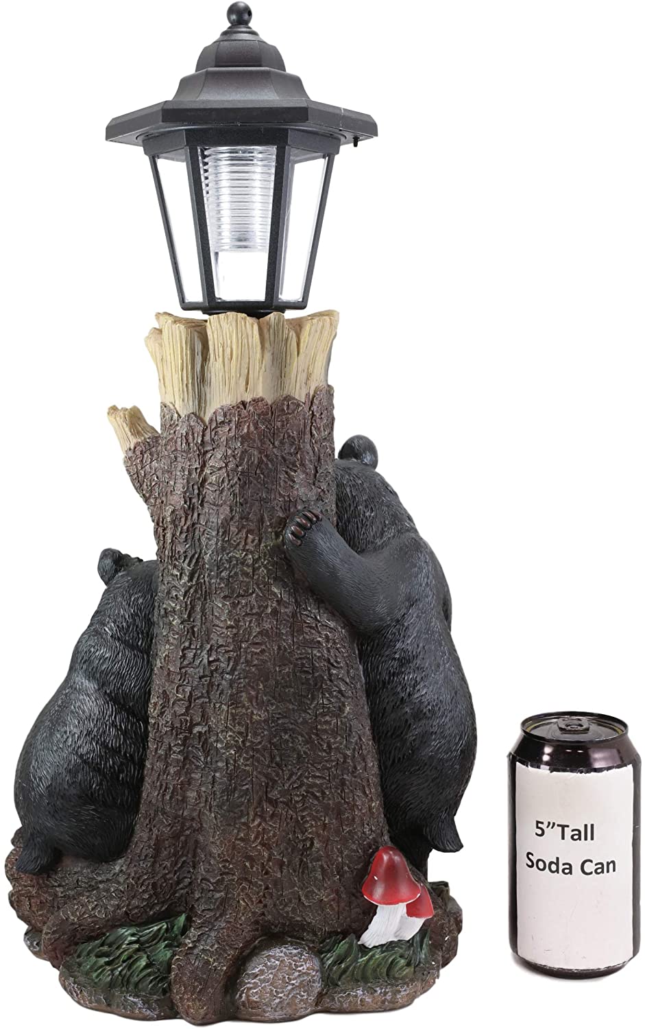 Ebros Me + U Black Bear Couple Outpost Statue with Solar LED Light Lantern Decor - Image 5