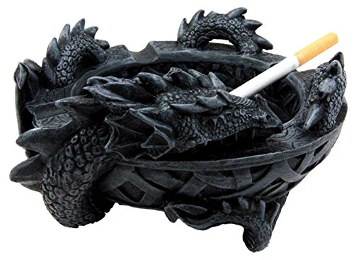 Ebros Medieval Fantasy Celtic Gerwolf Sleeping Dragon Round Cigarette Ashtray 5.75" L - Image 4
