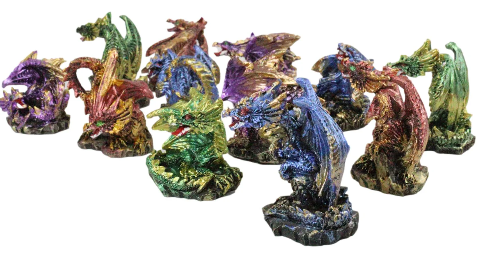 Ebros Medieval Renaissance Set of 12 Miniature Dragon in Different Poses Fantasy Dungeons and Dragons Mini Scale 2" Tall Decorative Sculptures - Image 6