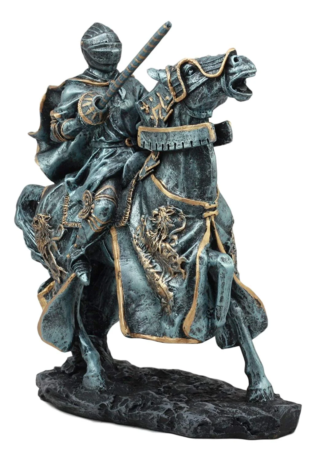 Ebros Medieval Tournament Jousting Suit Of Armor Knight Charging On Cavalry Horse Statue 11" Tall Renaissance Knighthood Collectible Decor - Image 2