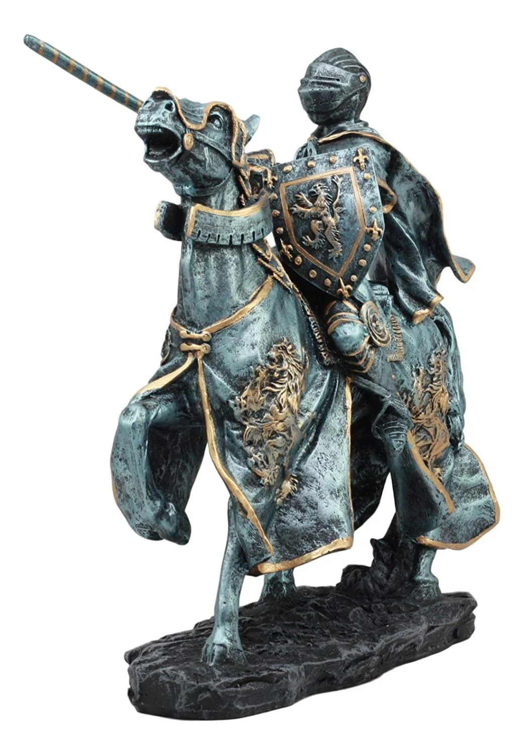 Ebros Medieval Tournament Jousting Suit Of Armor Knight Charging On Cavalry Horse Statue 11" Tall Renaissance Knighthood Collectible Decor - Image 3