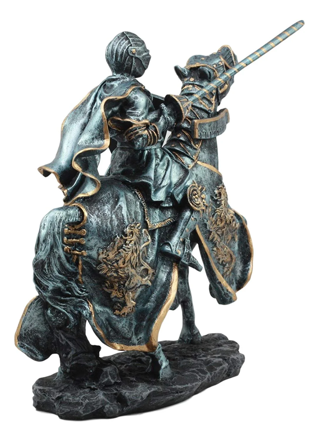 Ebros Medieval Tournament Jousting Suit Of Armor Knight Charging On Cavalry Horse Statue 11" Tall Renaissance Knighthood Collectible Decor - Image 5