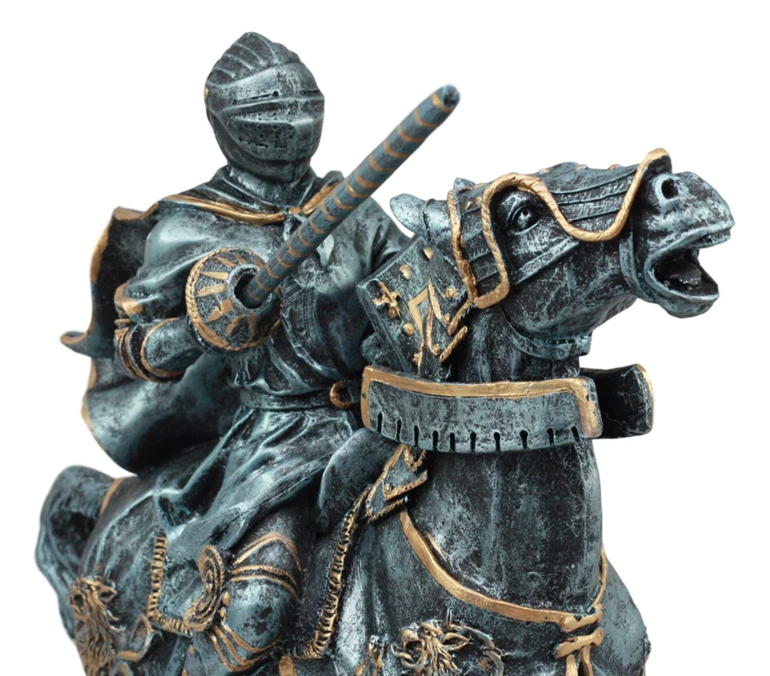 Ebros Medieval Tournament Jousting Suit Of Armor Knight Charging On Cavalry Horse Statue 11" Tall Renaissance Knighthood Collectible Decor - Image 6