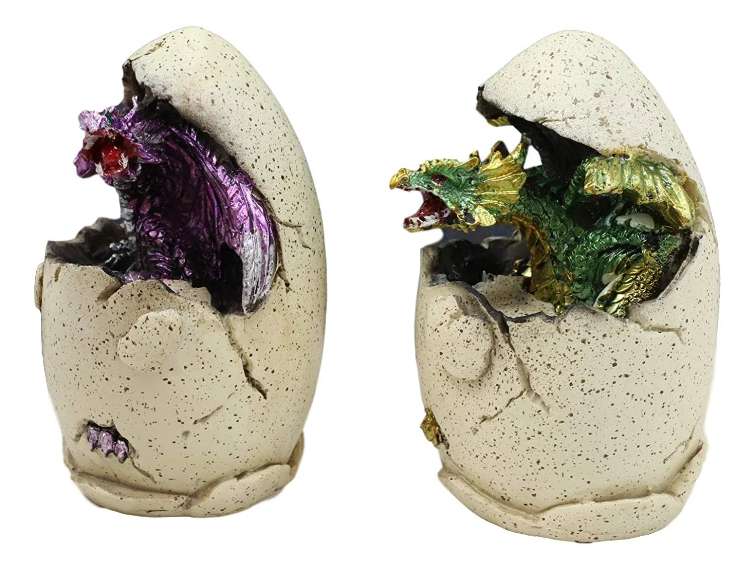 Ebros Metallic Colorful Medieval Fantasy Egg Hatchling Baby Dragon Wyrmling Twins Figurines Set - Image 3