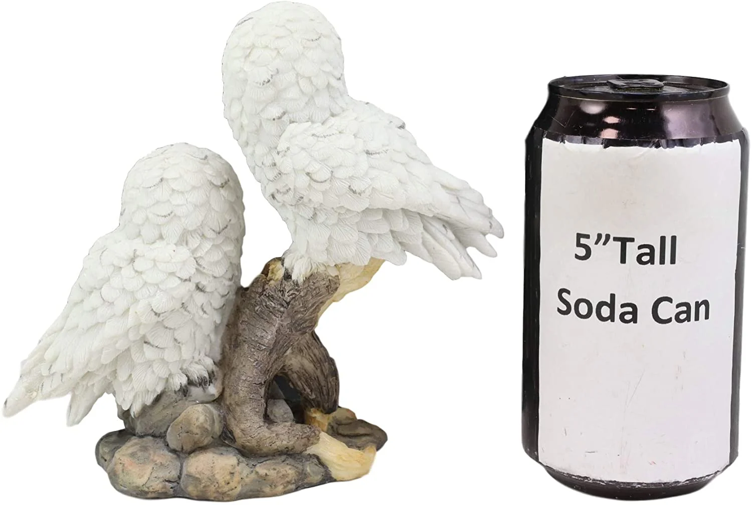 Ebros Mystical Two White Snowy Baby Owlets Perching On Tree Branch Statue 7"Wide - Image 4