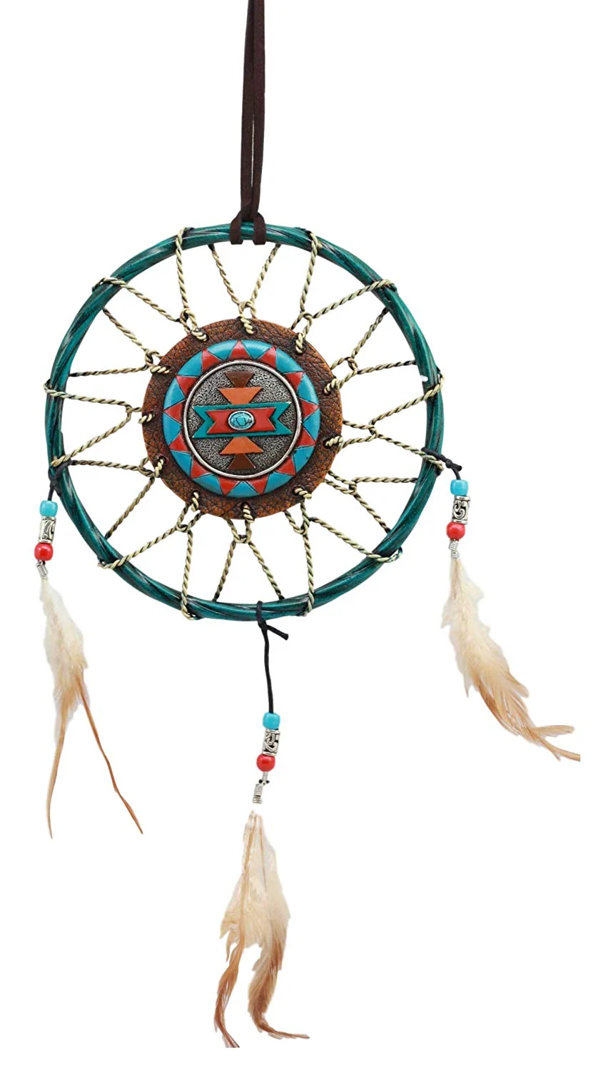 Ebros Native American Blue Sky Stone Turquoise Dreamcatcher Wall Decor 6.5" Dia - Image 6