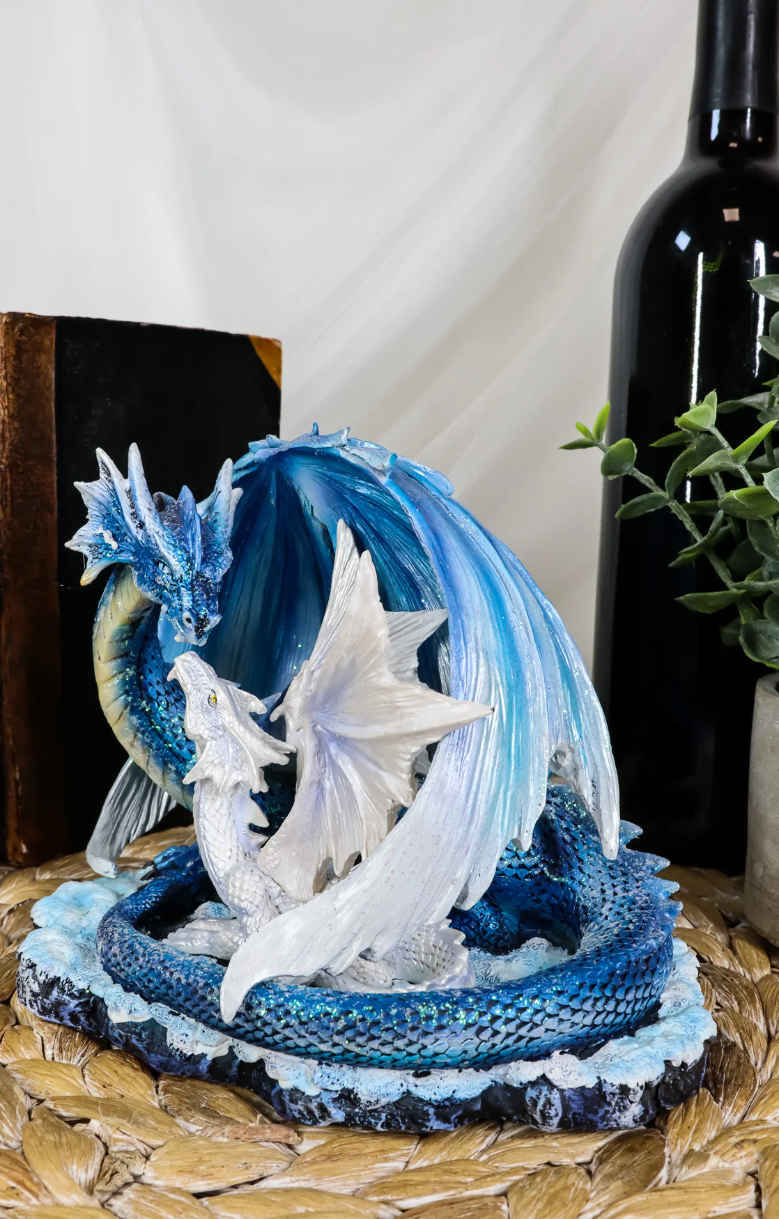 Ebros Nature's Nurture Mother Dragon Adoring White Baby Dragon Statue Home Decor Resin Fantasy Dragon Family Sculptural 6.75" Long - Image 2