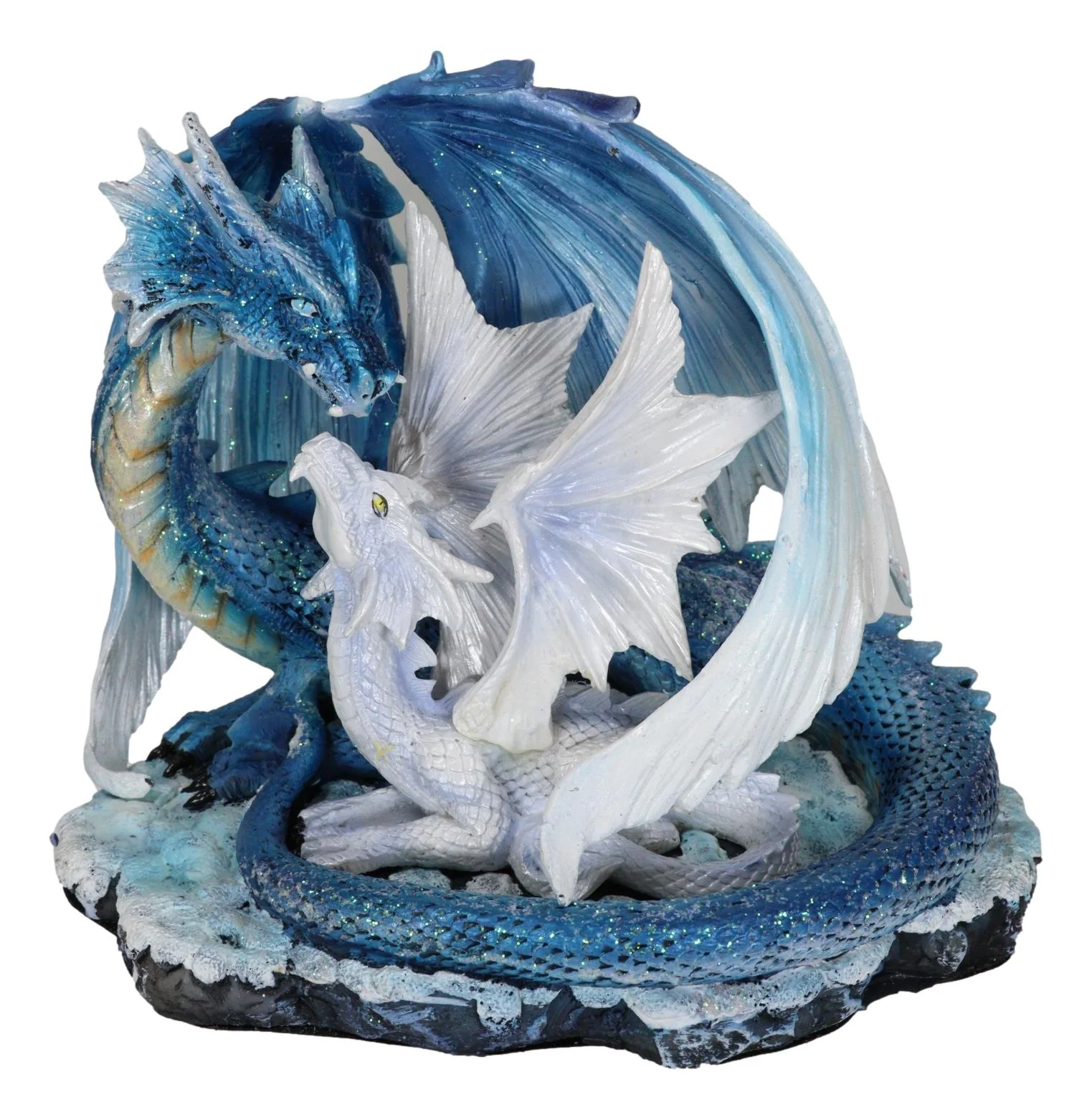 Ebros Nature's Nurture Mother Dragon Adoring White Baby Dragon Statue Home Decor Resin Fantasy Dragon Family Sculptural 6.75" Long - Image 3
