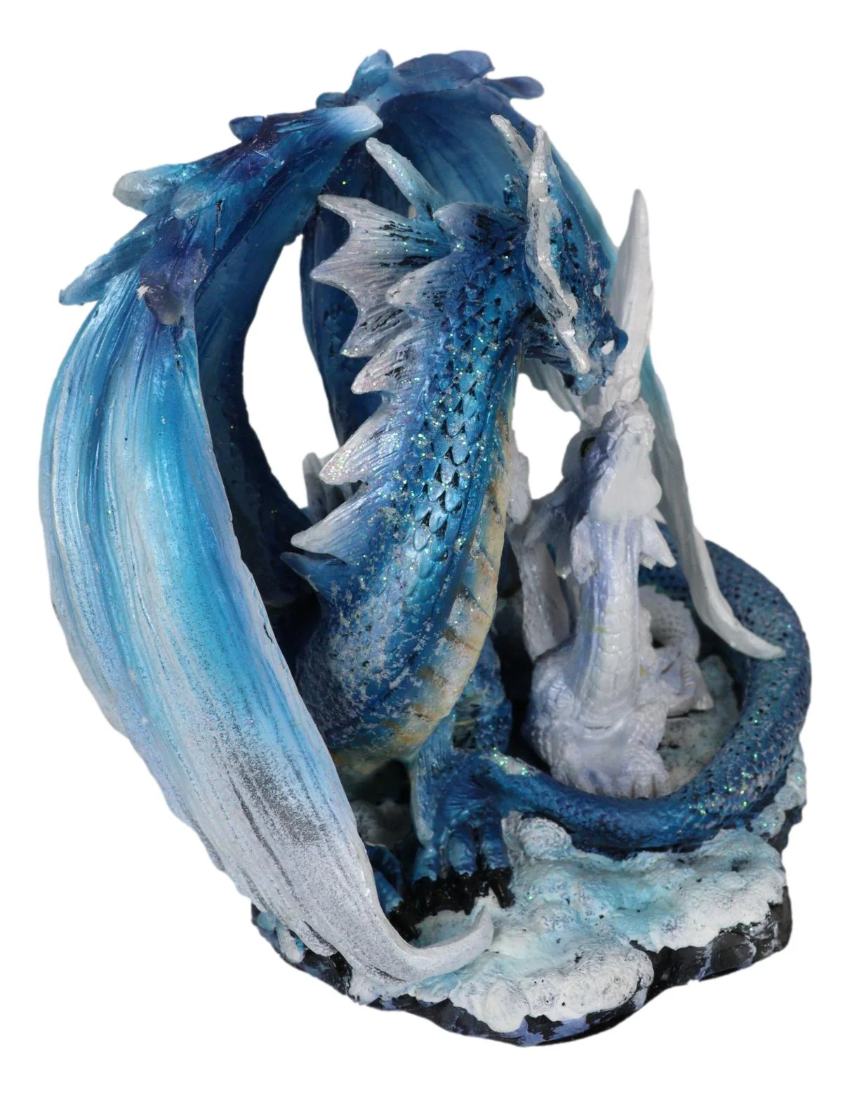 Ebros Nature's Nurture Mother Dragon Adoring White Baby Dragon Statue Home Decor Resin Fantasy Dragon Family Sculptural 6.75" Long - Image 4