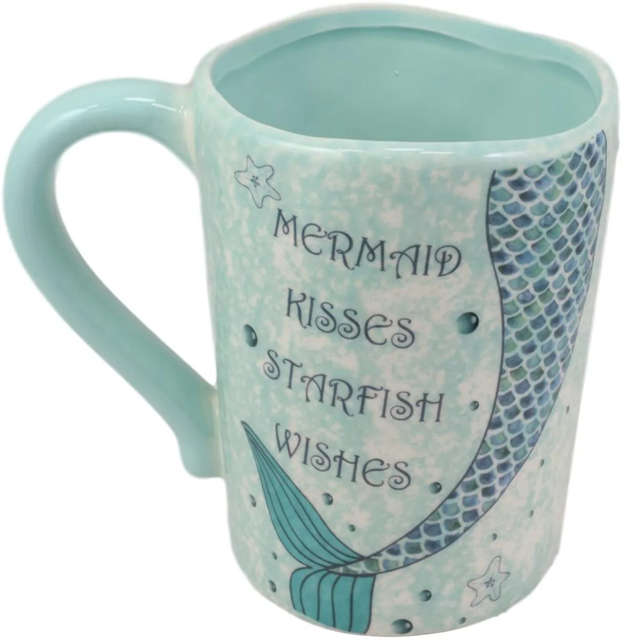 Ebros Nautical Blue Mermaid Kisses Starfish Wishes Ceramic Mug 18oz, Set of 2 - Image 6