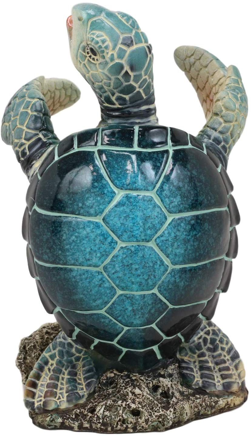 Ebros Nautical Blue Sea Turtle Wine Bottle Holder Caddy Figurine 7.5" High - Image 2