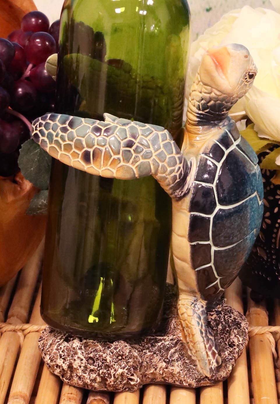 Ebros Nautical Blue Sea Turtle Wine Bottle Holder Caddy Figurine 7.5" High - Image 5