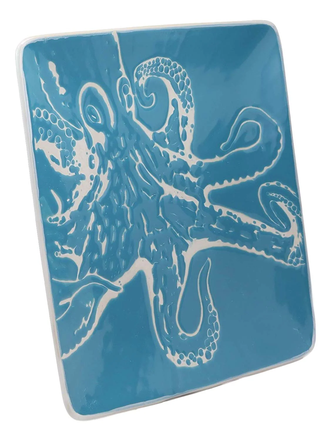 Ebros Nautical Giant Octopus Blue Large Dinner Plate Set of 2 Square 10.75"D - Image 5