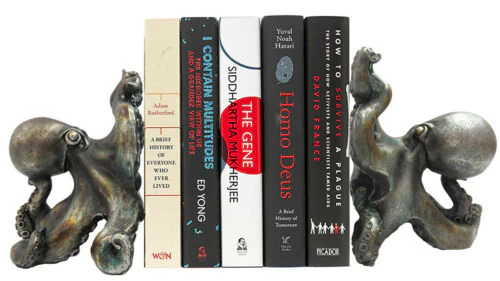 Ebros Nautical Coastal Sea Monster Octopus Bookends Set Statue in Faded Bronze Antique Finish 6.25" H - Image 3
