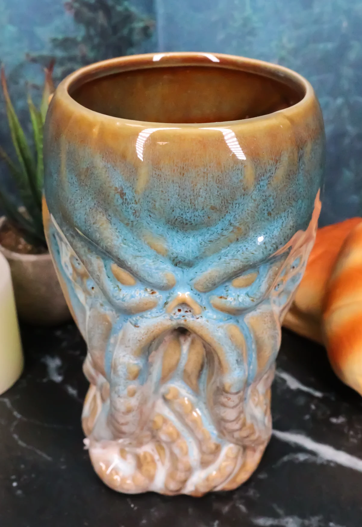 Blue Nautical Cthulhu Cosmic Monster Octopus Kraken Ceramic Tall Pint Mug Cup - Image 3