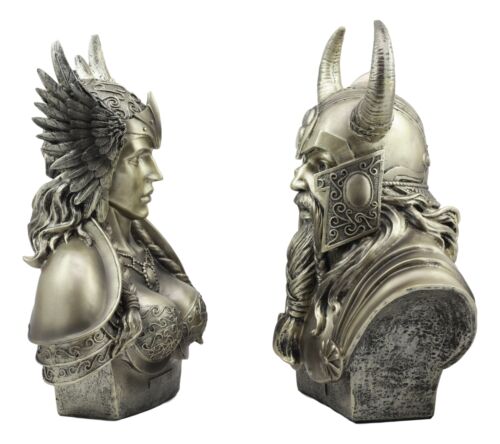 Ebros Norse Viking Mythology Chief God Odin and Goddess Valkyrie Busts Statue Set Poetic Edda Gods of Asgard Protectors of The Nine Realms - Image 4