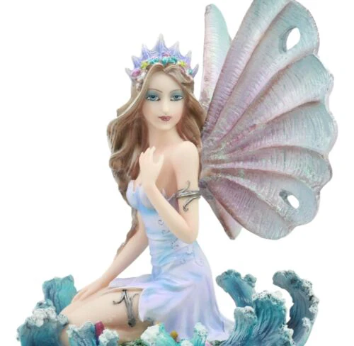 Ebros Ocean Queen Goddess Fairy With Oyster Shell Wings Decorative Statue 10"H - Image 5
