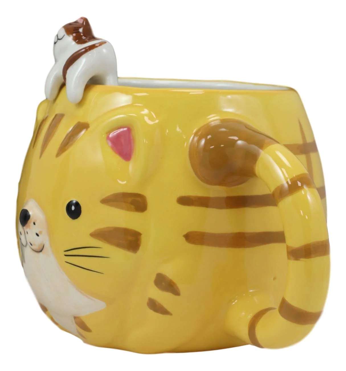 Ebros Orange Tabby Cat Ceramic Coffee Mug With Kitten Latch On Spoon Set 5.5"L - Image 5