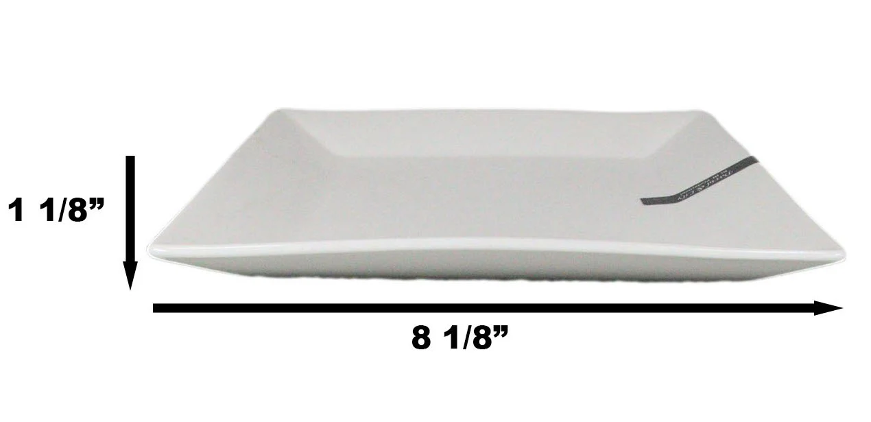 Ebros Pack Of 4 Kitchen And Dining Modern Contemporary Design Porcelain Square Appetizer Plates 8.25"Wide Restaurant Supply Grade Dishwasher And Microwave Safe Perfect For Salad Dessert Hors d'oeuvre - Image 2