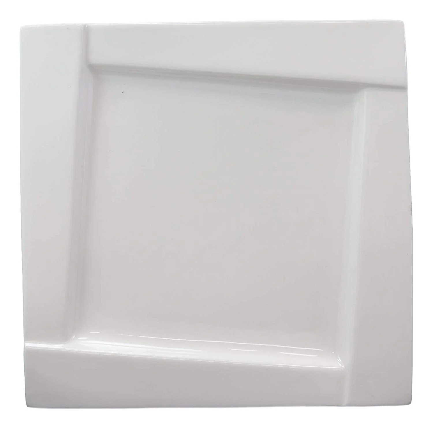 Ebros Pack Of 4 Kitchen Dining Modern Contemporary Design White Porcelain Square Plates With Rhombus Well Restaurant Supply Dishwasher And Microwave Safe (10" Dinner Plate Style) - Image 2