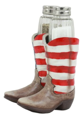 Ebros Patriotic Stars & Stripes American Flag Boots Salt and Pepper Shaker Set - Image 5
