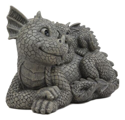 Ebros Piggyback Mother And Baby Dragon Family Faux Stone Resin Statue 10"L - Image 4