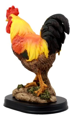Ebros Proud Country Chicken Rooster Statue with Base 7.5" Tall Resin Sculpture in Vivid Colors - Image 2