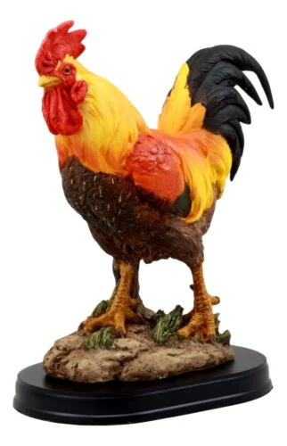 Ebros Proud Country Chicken Rooster Statue with Base 7.5" Tall Resin Sculpture in Vivid Colors - Image 3