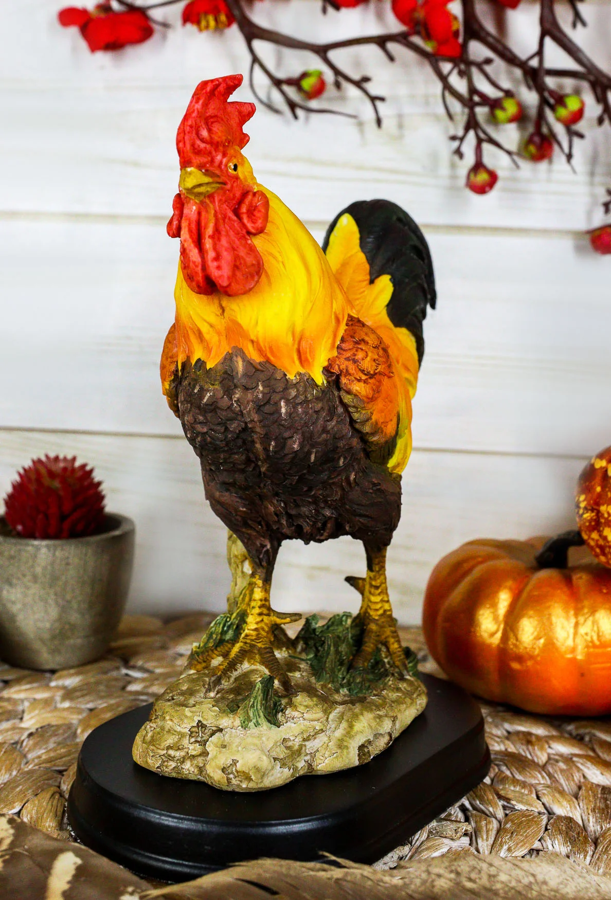 Ebros Proud Country Chicken Rooster Statue with Base 7.5" Tall Resin Sculpture in Vivid Colors - Image 7