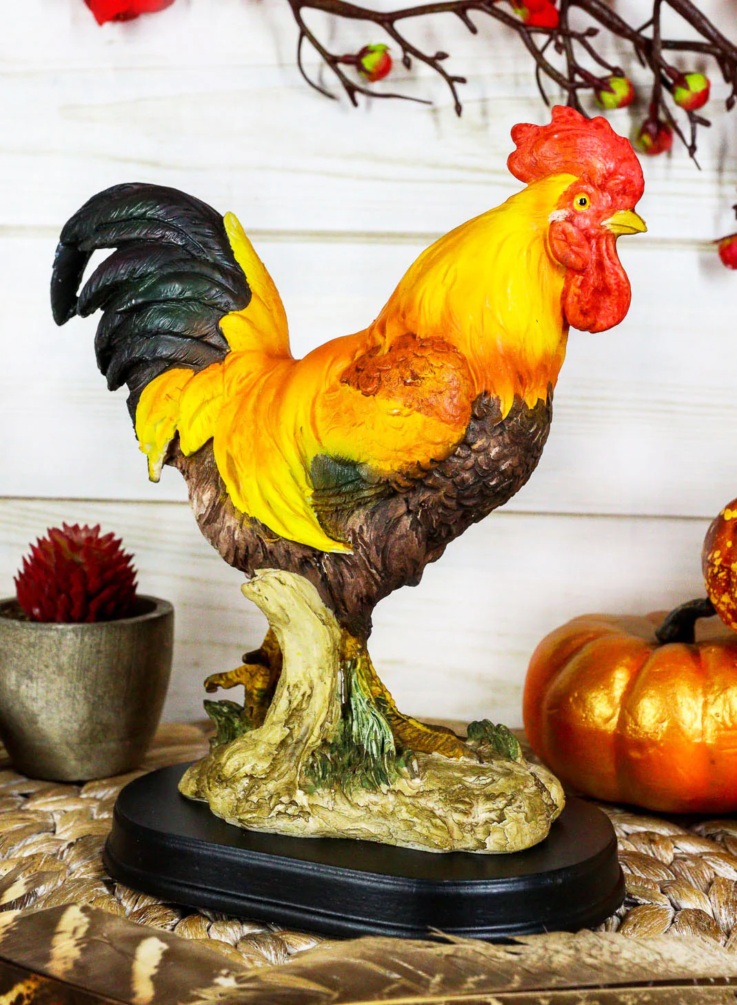 Ebros Proud Country Chicken Rooster Statue with Base 7.5" Tall Resin Sculpture in Vivid Colors - Image 8
