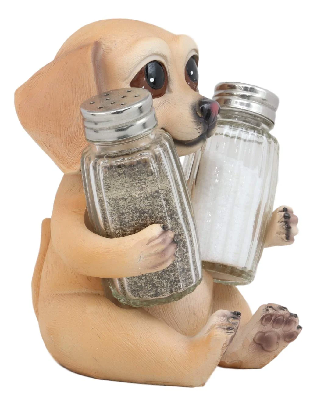 Ebros Pup And Spice Wide Eyed Labrador Puppy Dog Glass Salt & Pepper Shakers Set - Image 2