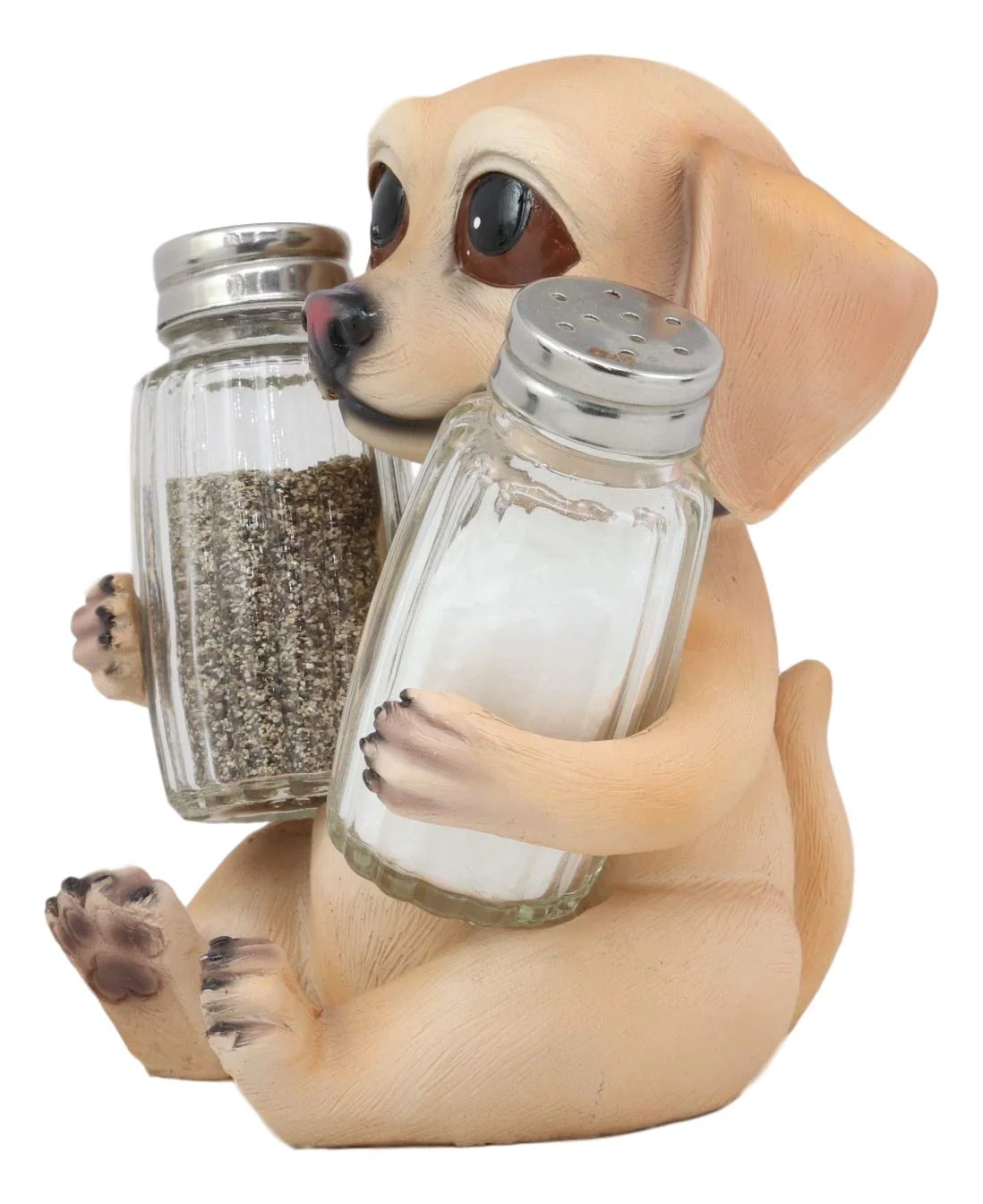 Ebros Pup And Spice Wide Eyed Labrador Puppy Dog Glass Salt & Pepper Shakers Set - Image 3